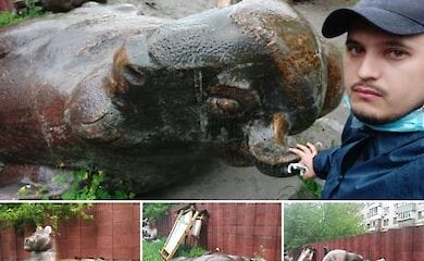 Після реконструкції входу в Київський зоопарк знамениті статуї відправили на задній двір