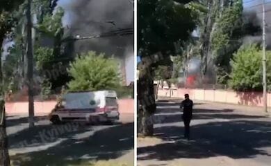 В Киеве из-за масштабного пожара была перекрыта часть проспекта