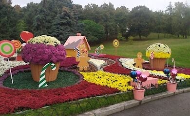 На Певческом поле в Киеве открыли выставку цветов, посвященную сладостям