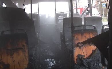 Во Львове загорелся автобус с пассажирами в салоне 