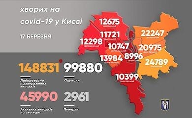 В каком районе Киева больше всего больных Covid-19