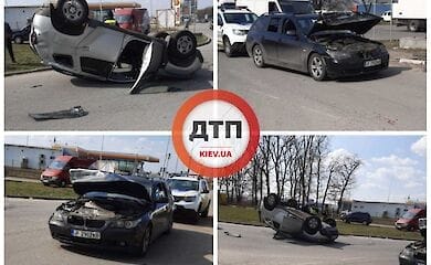 У Києві на окружній сталася ДТП: авто перекинулося