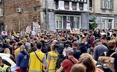 В Киеве на Подоле проходит акция против полицейского насилия