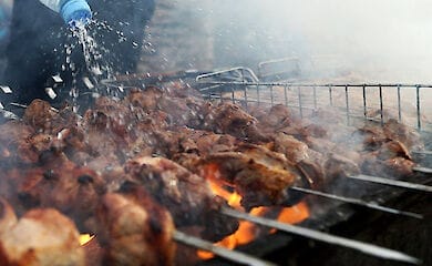 В Киеве на Борщаговке жарили шашлык на балконе