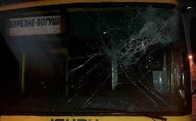 На Ривненщине бревно из грузовика влетело в маршрутку