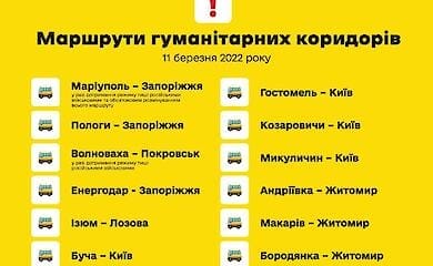 В ОП повідомили маршрути гуманітарних коридорів