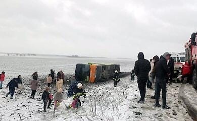 В Хмельницкой области перевернулся автобус «Варшава – Одесса»