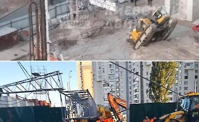 В Киеве строительный кран упал на проезжую часть, изменено движение транспорта