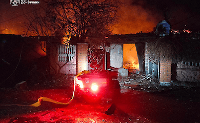 Пожежу в Донецькій області загасили за допомогою робота Magirus Wolf