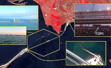 Окупанти зводять пірси для захисту Крамського мосту