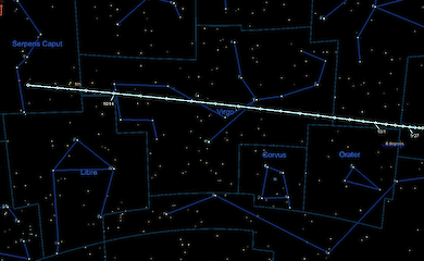 На цій пошуковій діаграмі показано шлях комети C/2023 A3 Tsuchinshan-ATLAS наприкінці вересня - початку жовтня.