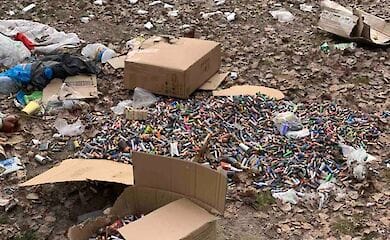 Сотни батареек выбросили просто пляже Киева